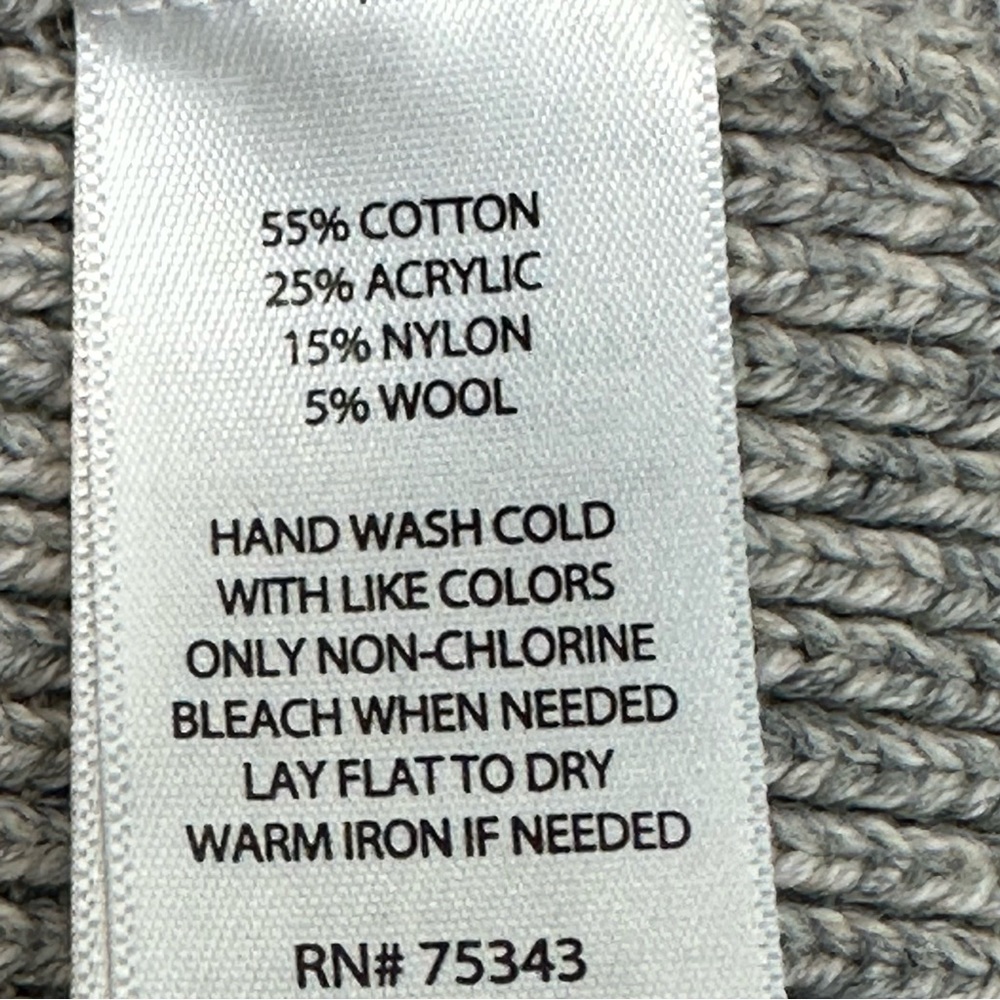 DAKINI Open Cardigan Sz S Thumb Grips Grips Wool Nylon Blend Gray Cable … - Picture 7 of 11